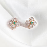 18K gold rhombus earrings with a Polki center and diamonds