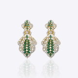 Zehra Drop Earrings in 14k gold with fluid drop silhouette and emerald accents.