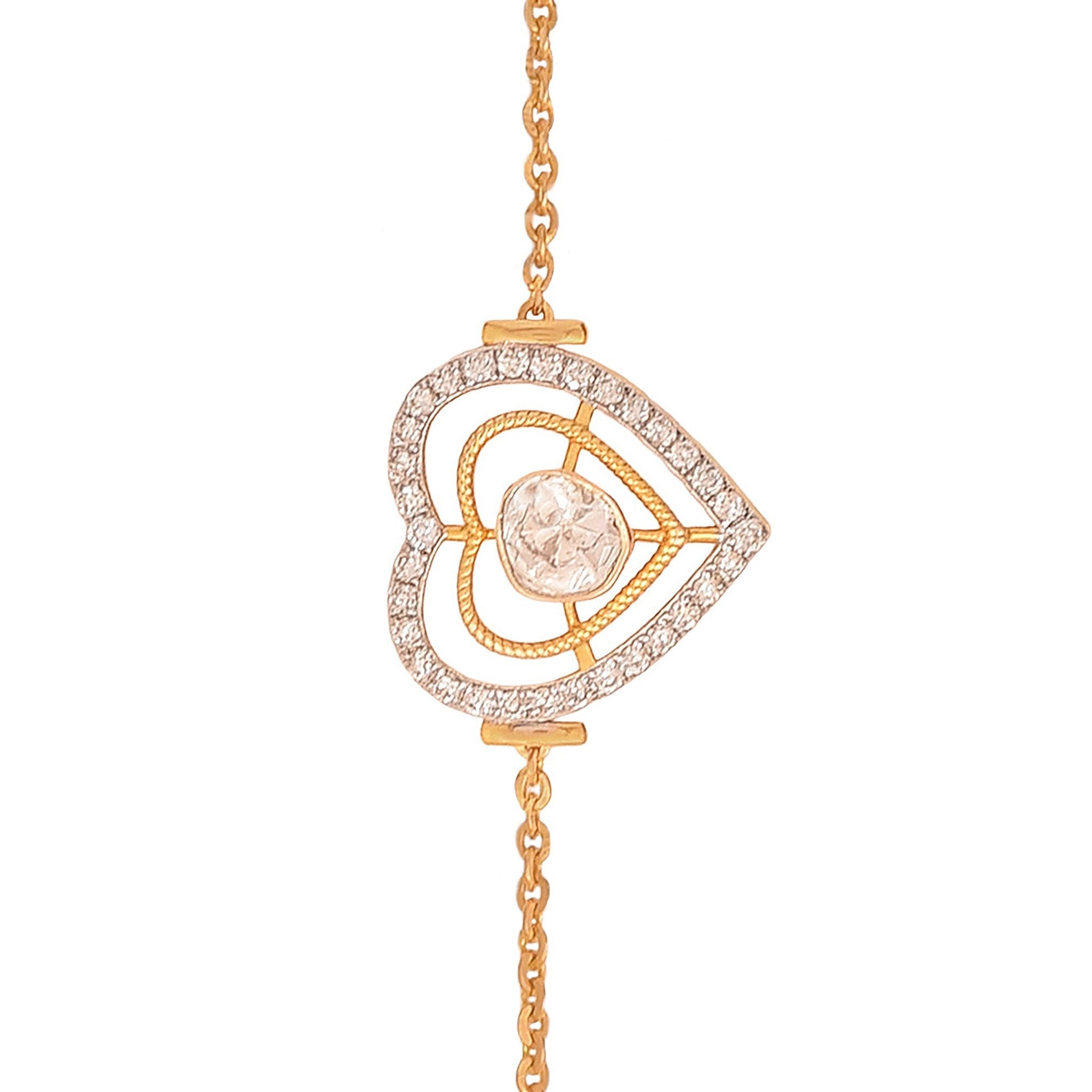 Heart It Polki diamond bracelet with heart-shaped diamonds