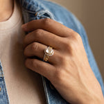 18K gold Polki Moonlit Ring with diamonds inspired by moonlight.