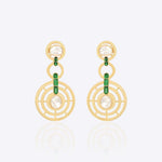 18K gold earrings with a green talaf center framed by Polki diamonds