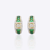 14K gold hoop earrings with a striking central Polki diamond.