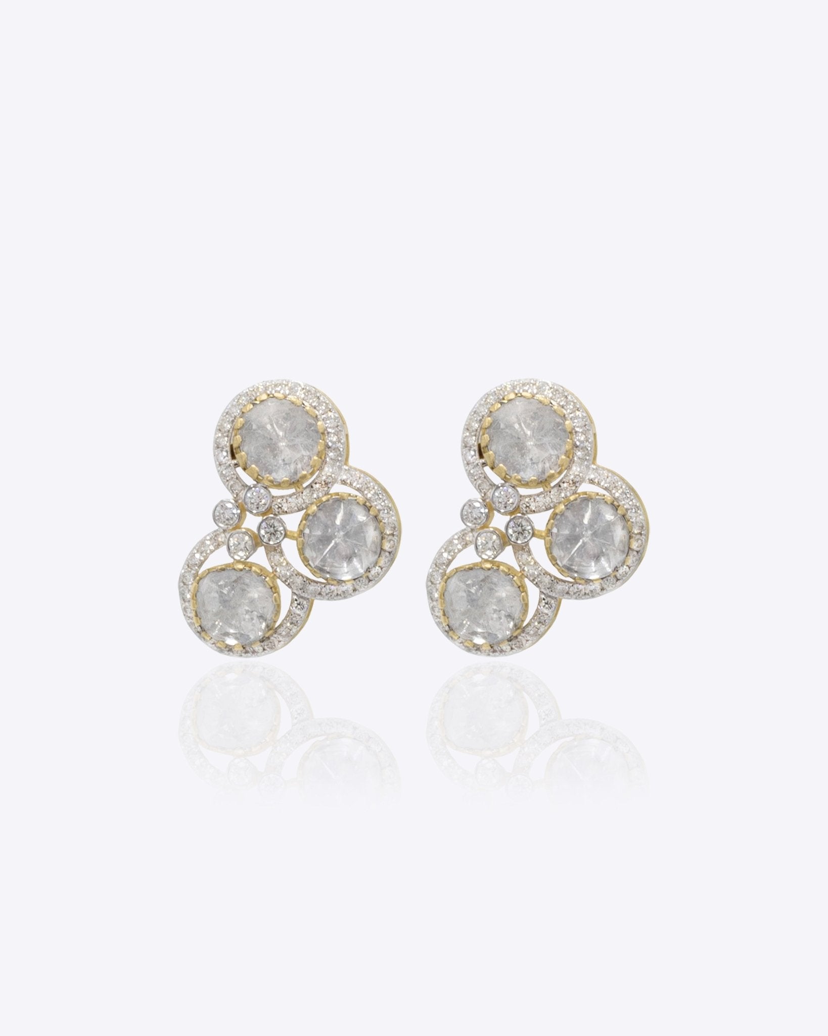 14K gold Polki stud earrings with a minimal, lightweight design.