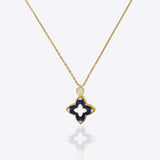 9kt gold pendant with deep blue enamel in a delicate charm shape