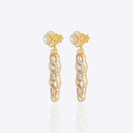 14k gold detachable Polki diamond earrings, wearable long or as studs.