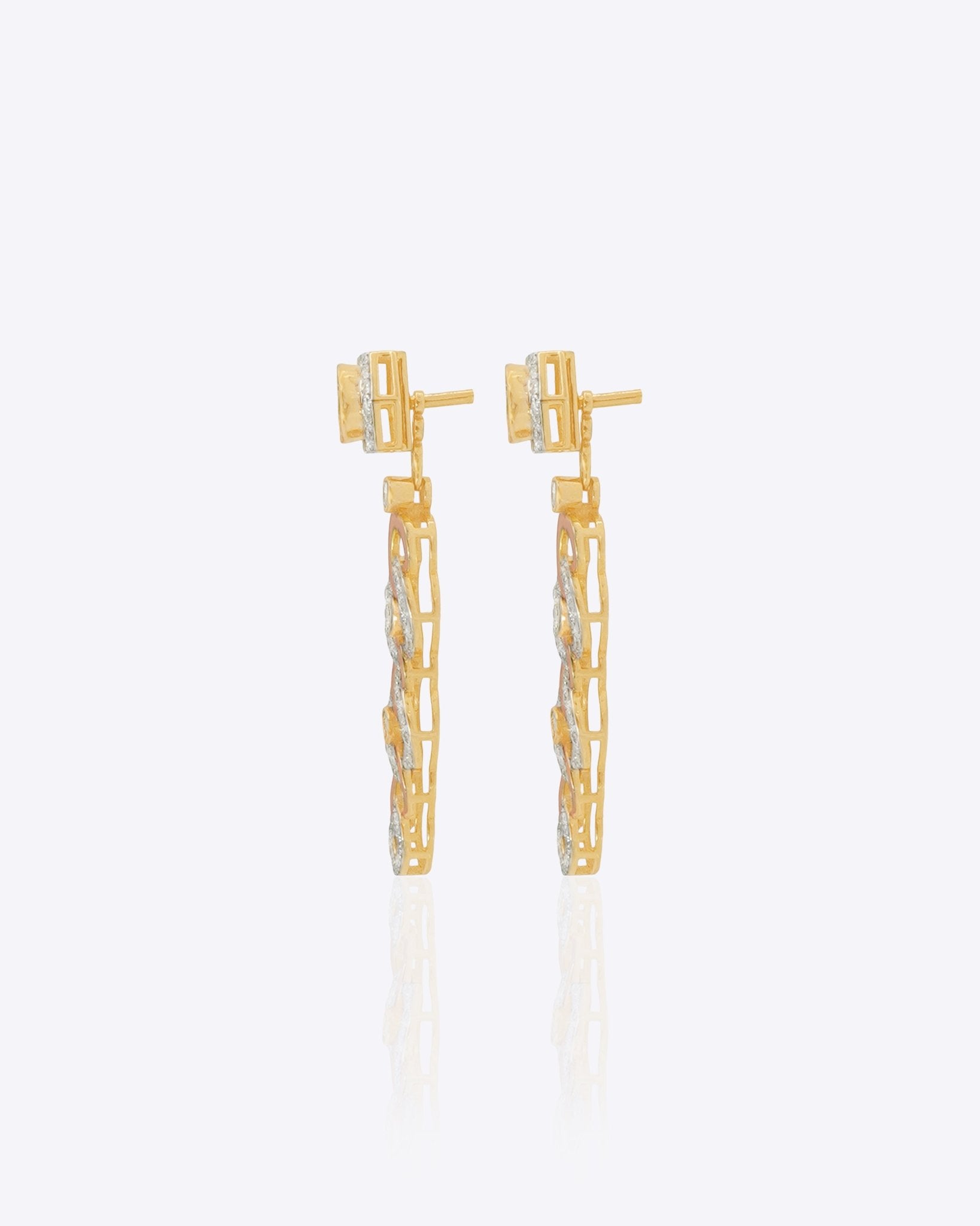 14k gold detachable Polki diamond earrings, wearable long or as studs.