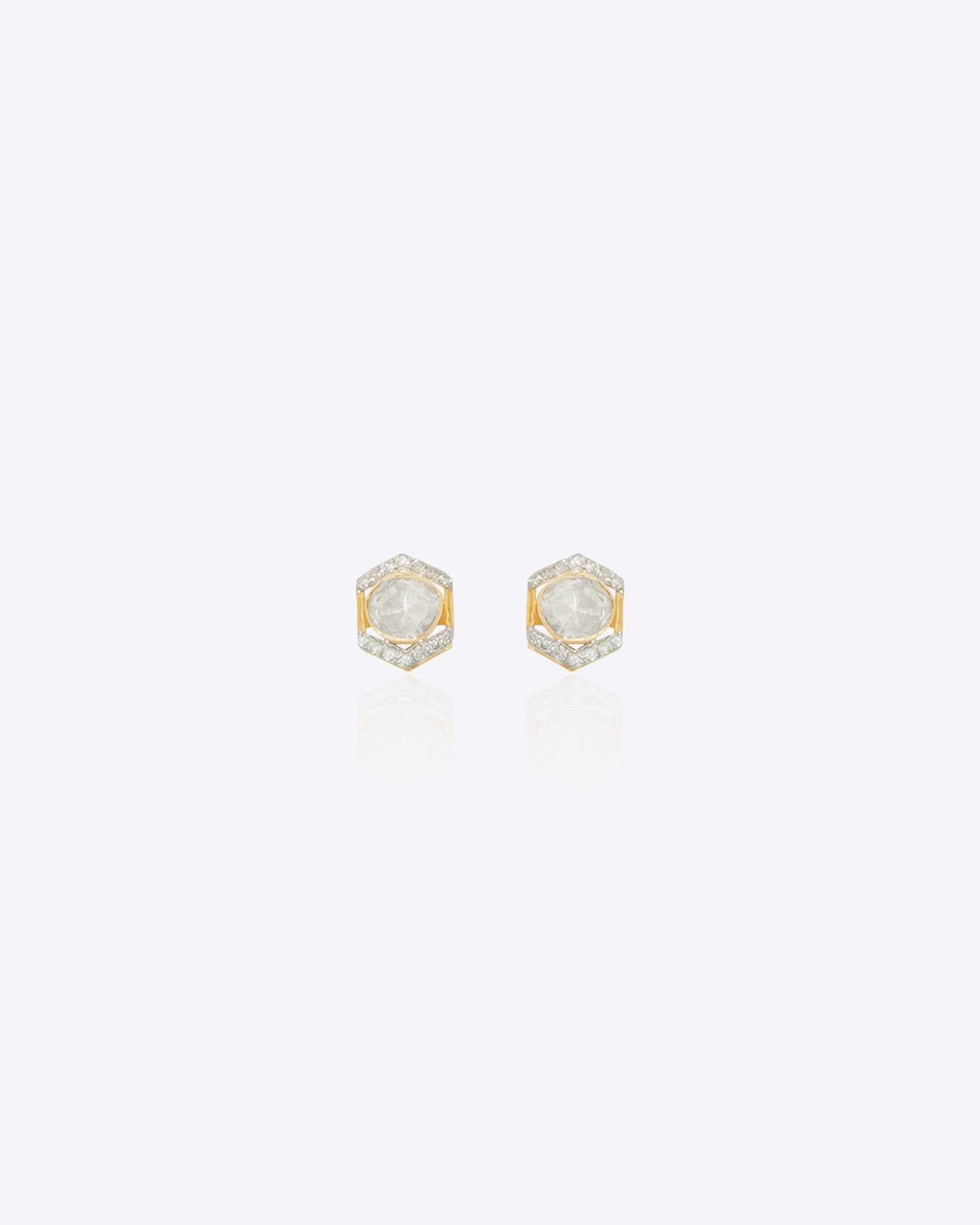 14k gold detachable Polki diamond earrings, wearable long or as studs.