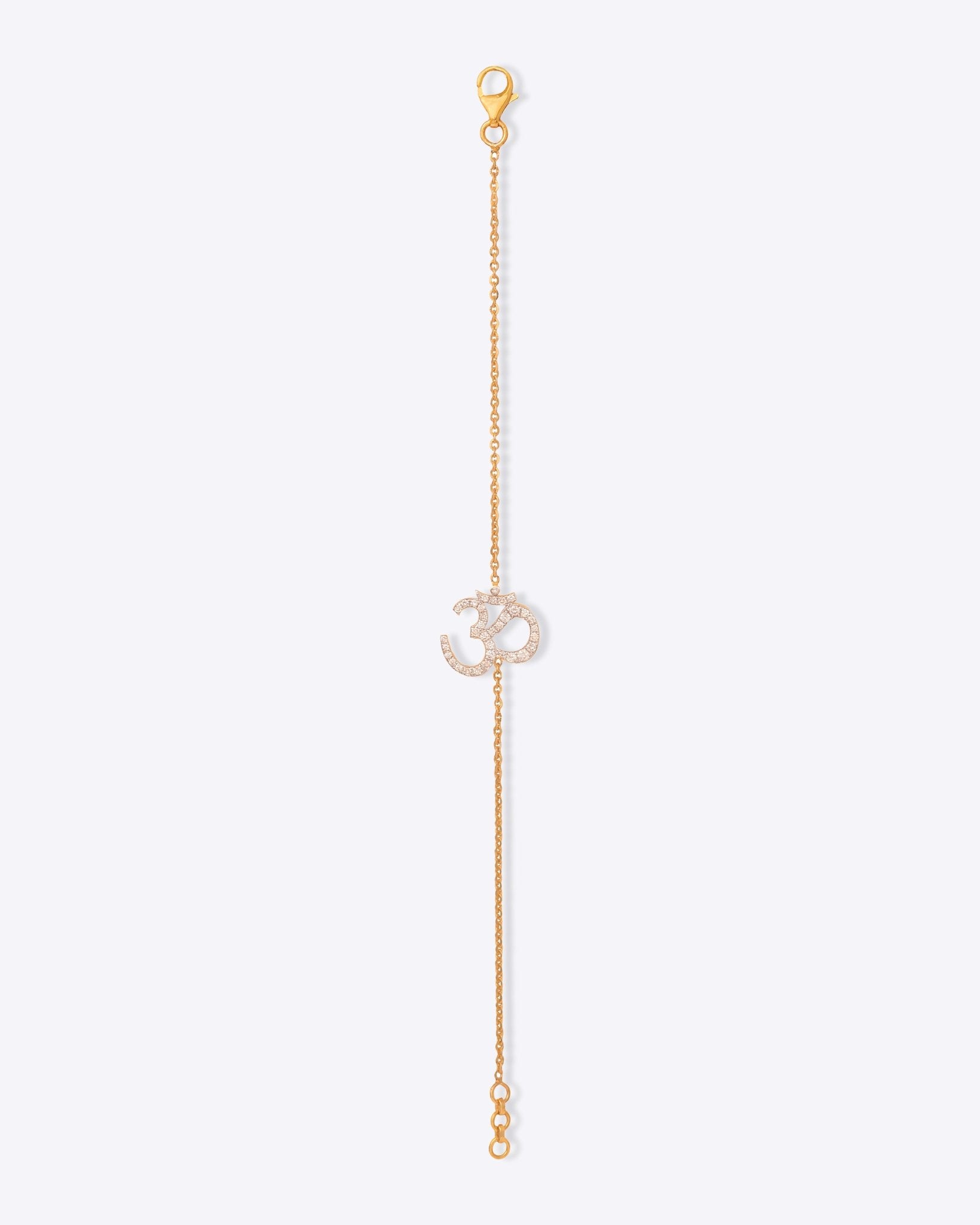 Veer Diamond Bracelet in 14K gold with Om motif and Polki diamond detailing.