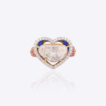Queens Heart Polki Ring in 18K gold with ruby accents and blue enamel detailing