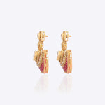Rosewood Polki Diamond Earrings with scarlet threadwork and structured gold detailing