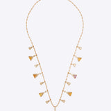 Gemstone Garland Necklace in 14K gold with colourful gemstones and Polki drops.