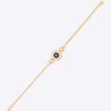 14k gold bracelet with an Evil Eye motif in Polki and diamonds