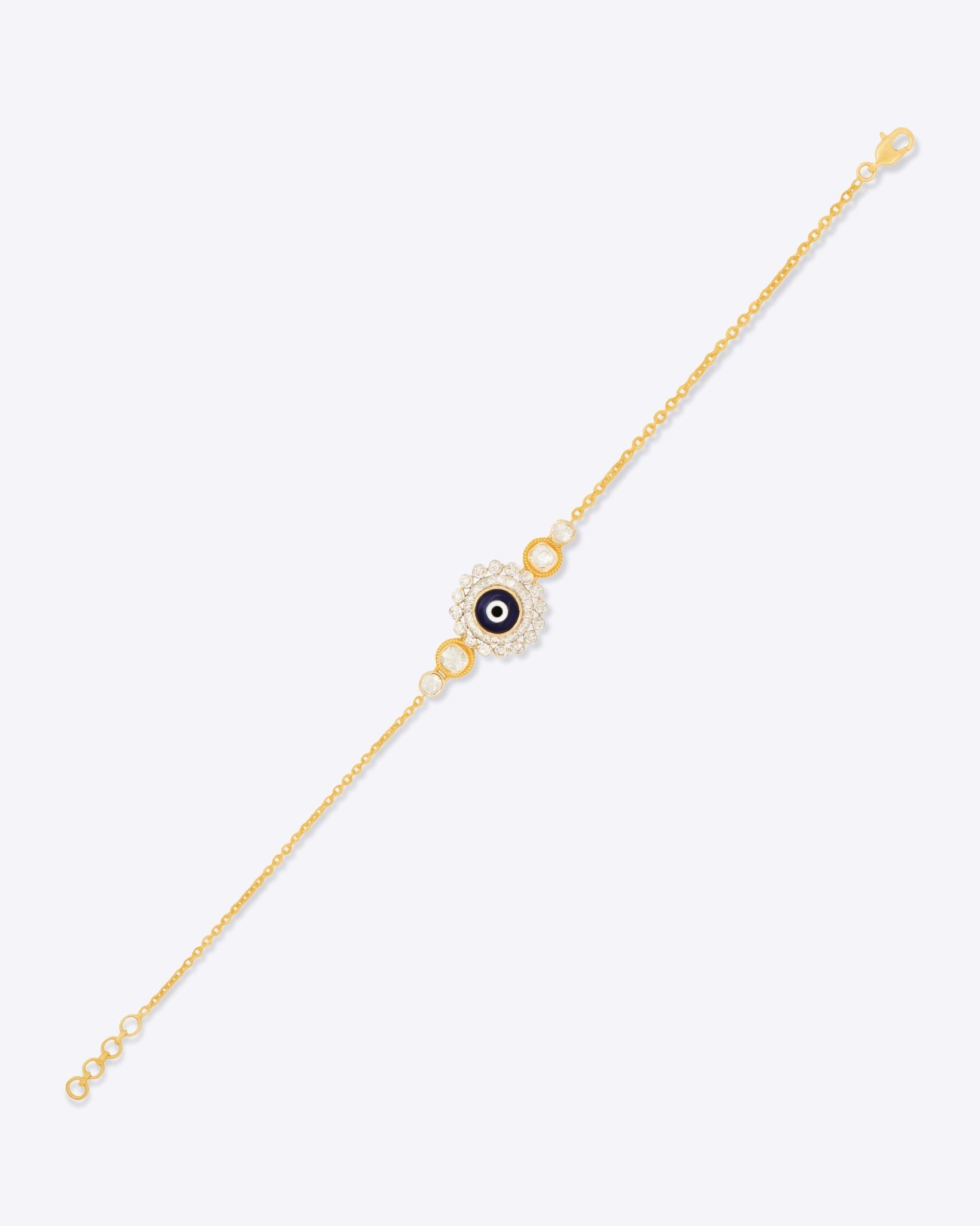 14k gold bracelet with an Evil Eye motif in Polki and diamonds
