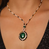 Black Enamel Emerald Diamond Necklace