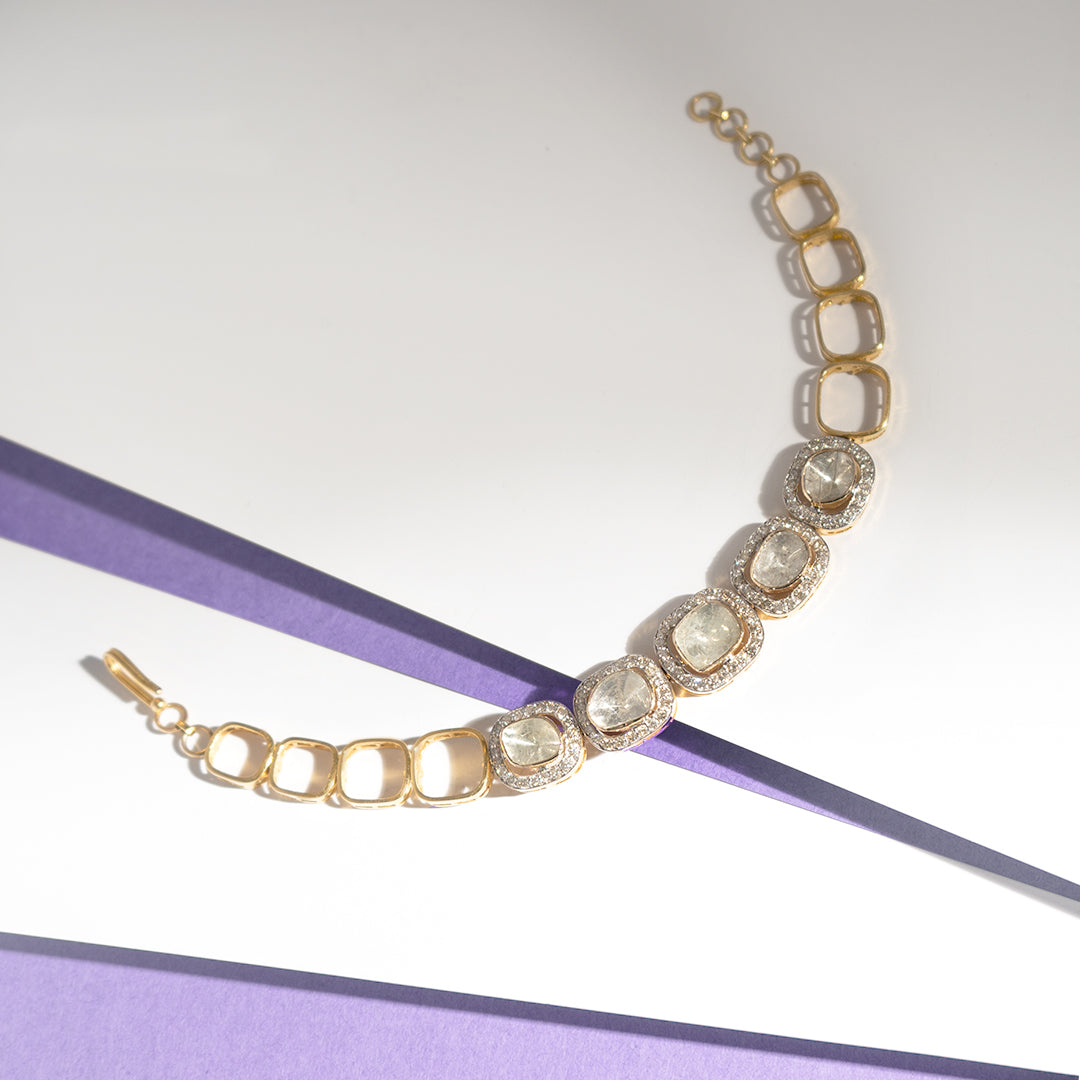 Polki Diamond Chain Bracelet: Minimalist design with grandeur.