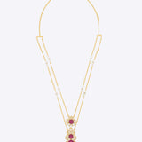 14k gold Mughal Muse necklace with Polki diamonds and ruby accents.