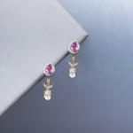 14k gold jacket earrings with Polki and diamonds, wearable as studs or full jackets.