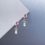14k gold jacket earrings with Polki and diamonds, wearable as studs or full jackets.