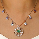 Trillion Tanzanite Polki Necklace
