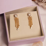 Solara Jacket Earrings in 14K gold with a hexagonal Polki and diamond design