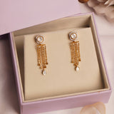 Solara Jacket Earrings in 14K gold with a hexagonal Polki and diamond design