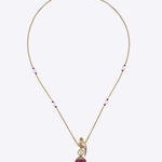 9K gold swan-inspired pendant with Polki diamonds and a pink-hued drop.