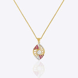 9K gold openwork sphere pendant with a central Polki uncut diamond.
