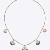 14K gold Pink Petals Necklace with layered Polki motifs and blush-pink gemstones.