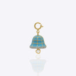 14K gold bell-shaped charm with Polki detailing for festive stacking.