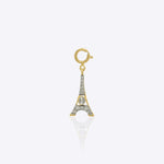 14k gold Eiffel Tower charm with Polki sparkle