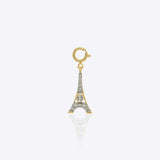 14k gold Eiffel Tower charm with Polki sparkle