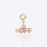 14K gold BFF charm pendant with Polki diamond accents, a friendship-themed gifting piece.