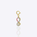 14K gold infinity charm in pink enamel with Polki accents
