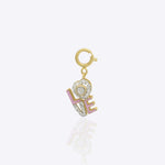 Heart-shaped love charm in 14K gold with Polki diamond detailing.