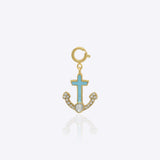 14k gold Ocean Tether charm with Polki diamond detailing.