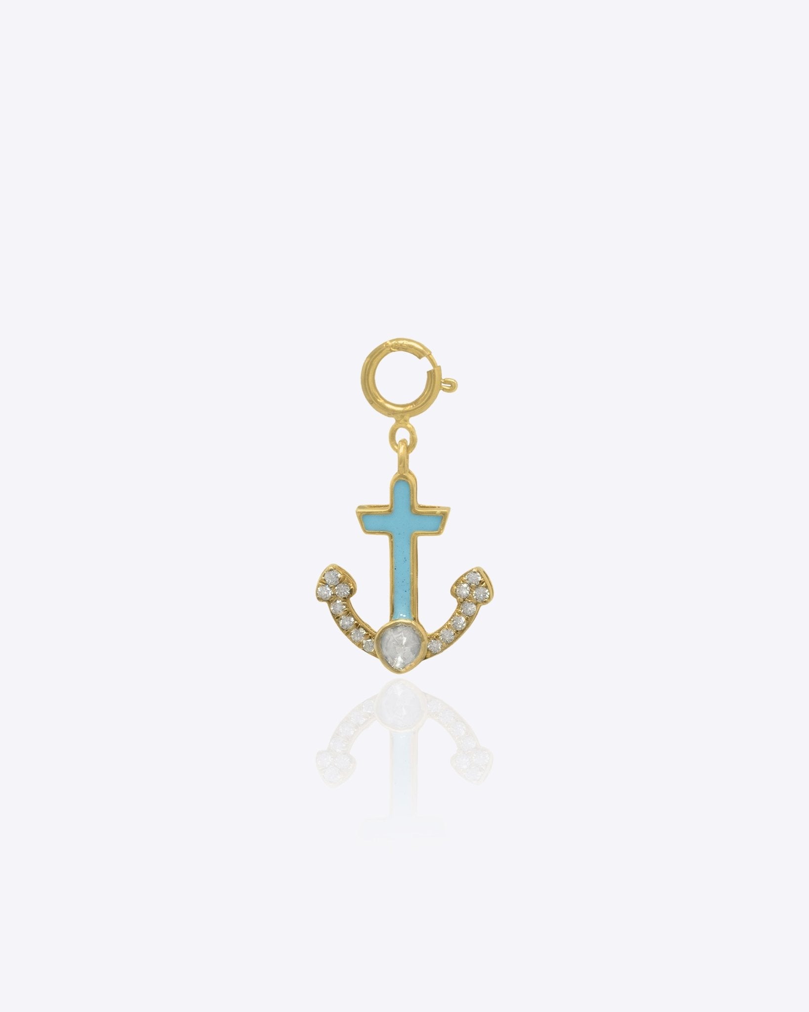 14k gold Ocean Tether charm with Polki diamond detailing.