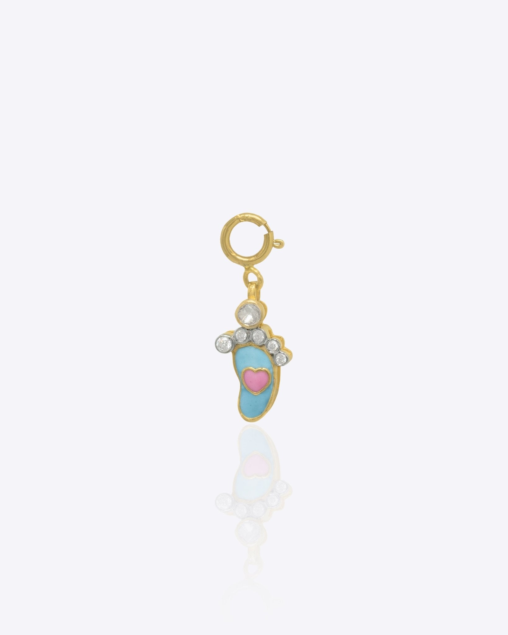 Angel wing charm in 14K gold with delicate Polki sparkle detailing.