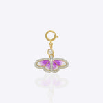 Violet Wings Charm in 14K gold with purple enamel butterfly design and Polki accents.