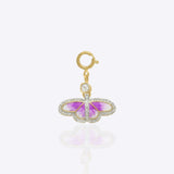 Violet Wings Charm in 14K gold with purple enamel butterfly design and Polki accents.