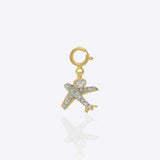 14k gold airplane charm with Polki, symbolizing freedom and wanderlust