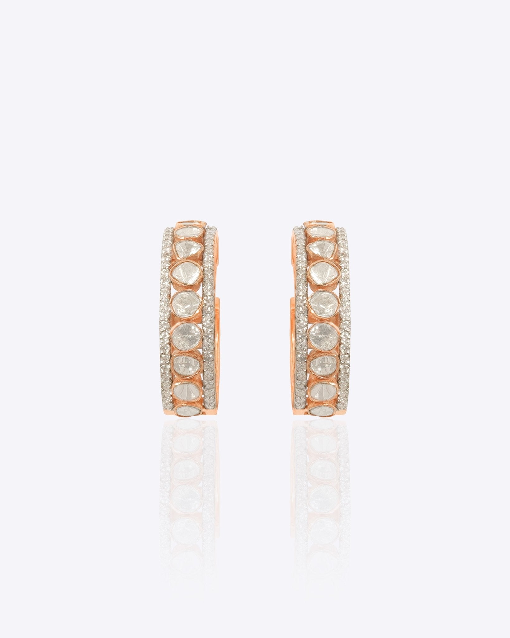 gold hoop earrings with luminous Polki diamonds
