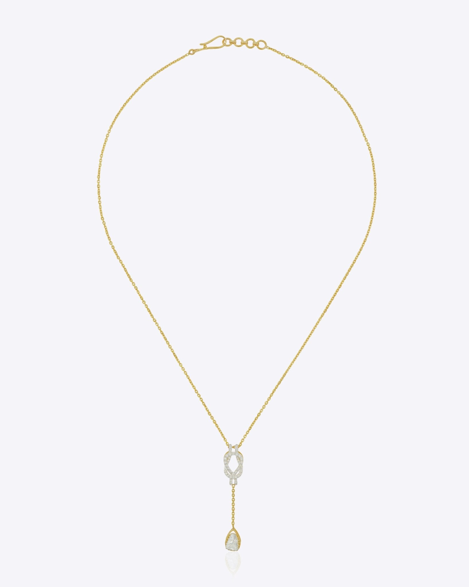 14KT gold necklace with a delicate pendant and graceful drop design