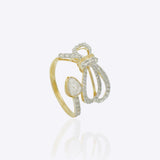14k gold ring with a sleek, minimalist bow silhouette.