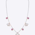 Blush Diamond Polki Necklace in 14k gold with polki sparkle and ruby florals.
