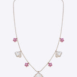 Blush Diamond Polki Necklace in 14k gold with polki sparkle and ruby florals.
