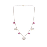 A luxurious Blush Diamond Polki Necklace, combining diamond polkis and floral ruby gemstones with exquisite craftsmanship.