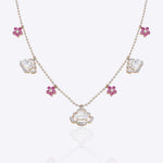 Blush Diamond Polki Necklace in 14k gold with polki sparkle and ruby florals.