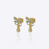 14kt gold bow-inspired drop earrings with delicate design