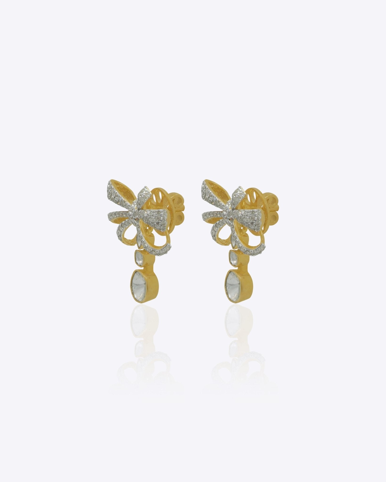 14kt gold bow-inspired drop earrings with delicate design