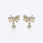 14kt gold bow-inspired drop earrings with delicate design